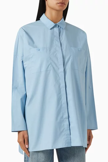 Patch-pocket Oversized Shirt in Cotton