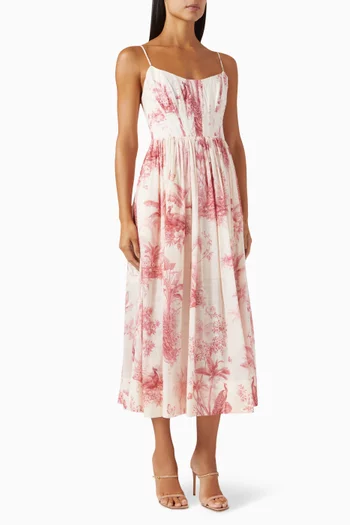 Waverly Corset Midi Dress in Cotton