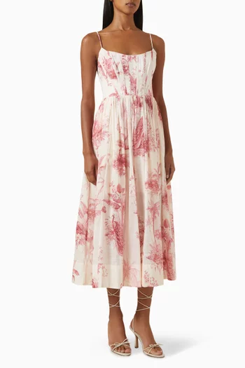 Waverly Corset Midi Dress in Cotton