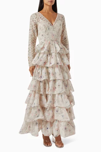 Halliday Tiered Ruffle Gown in Cotton