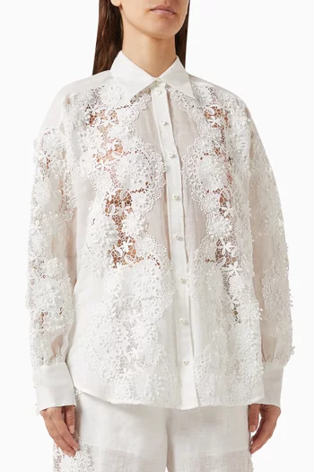 Halliday Lace-flower Shirt in Ramie
