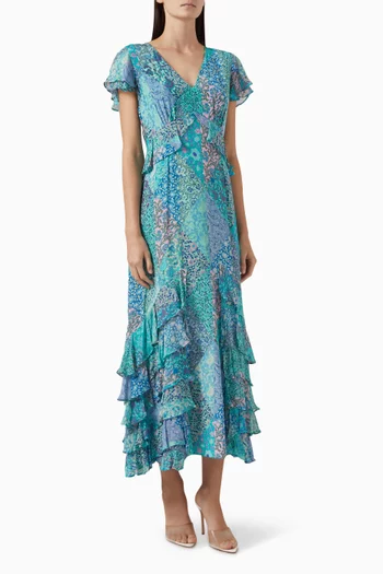 Thanvi Maxi Dress in Silk-crepe & Viscose