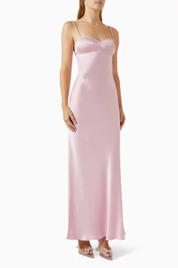 Waterlily Maxi Dress in Satin