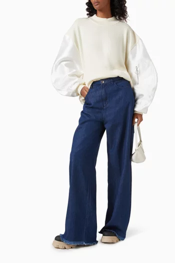 Oversized Sweater in Wool & Satin