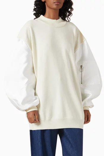 Oversized Sweater in Wool & Satin