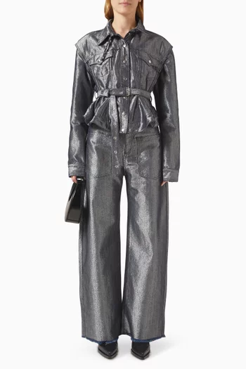 Belted Jacket in Denim Lurex