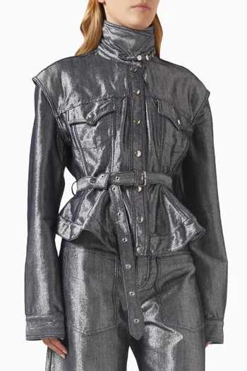 Belted Jacket in Denim Lurex