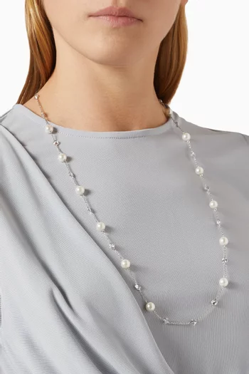Kyra Pearl Symphony Necklace in Rhodium-plated Sterling Silver