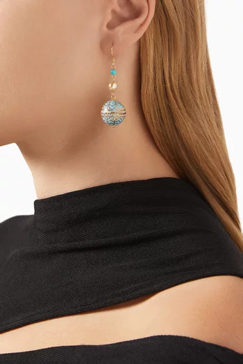 Nyla Freshwater Pearl & Enamel Drop Earrings in 18kt Gold Plated Sterling Silver