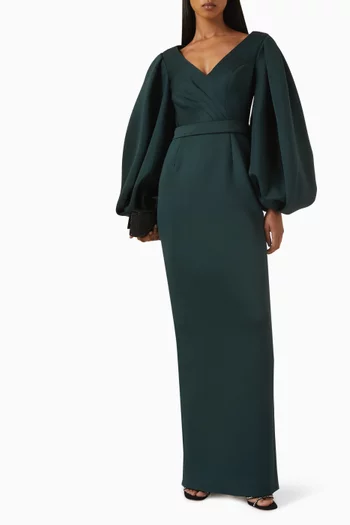 فستان سهرة بقصة مستقيمة وأكتاف مكشوفة سكوبا