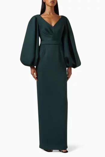 فستان سهرة بقصة مستقيمة وأكتاف مكشوفة سكوبا