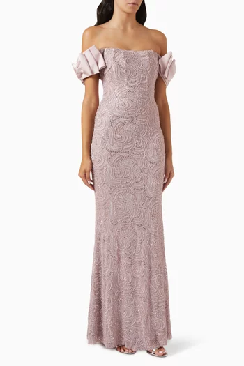 Bead-embellished Bow Gown in Tulle
