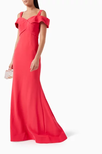 Cold-shoulder Mermaid Gown in Crepe