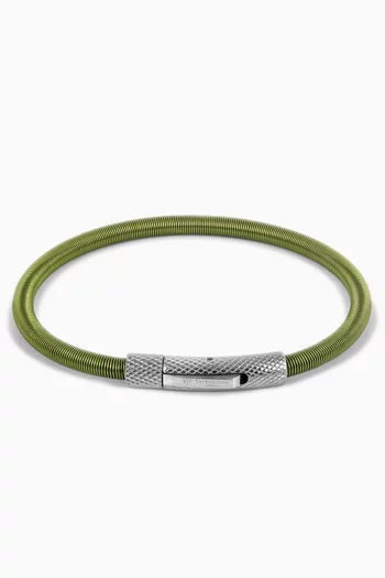 Medium Seta Etched Click Bracelet in Stainless Steel & Nylon Coated Wire