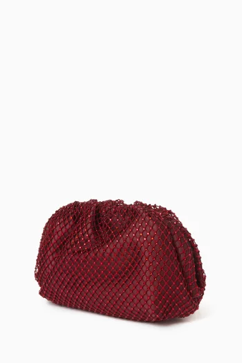 Juliet Diamanté Mesh Clutch in Satin