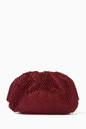 Juliet Diamanté Mesh Clutch in Satin