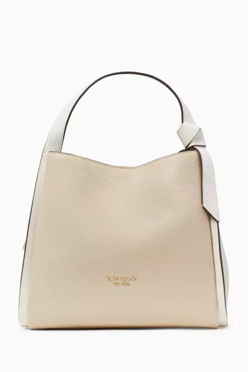 Medium Knott Colour-block Bag in Pebbled Leather