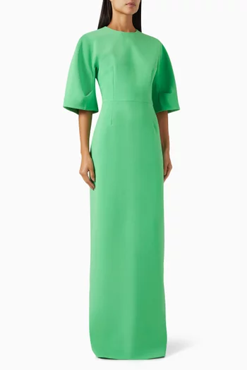 Flared-sleeves Fitted Gown in Crepe