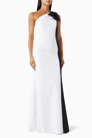 Bow One-shoulder Gown in Scuba