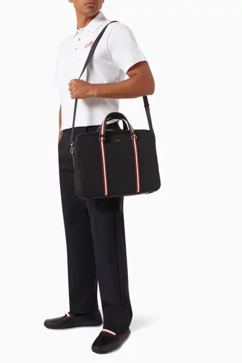 Code Briefcase in Nylon & Grained Leather