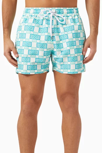Angra Clube Print Swim Shorts in Recycled Polyester