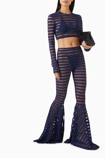 لغينغز بقصة ذيل السمكة قماش شبكي مخطط