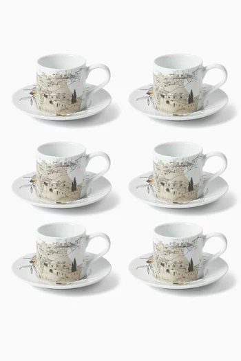 Naseem Espresso Cups & Saucers in Porcelain, Set of 6