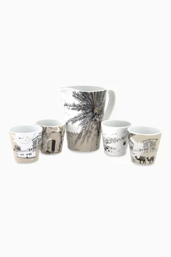 Naseem Set of 4 Cups & Jug in Porcelain