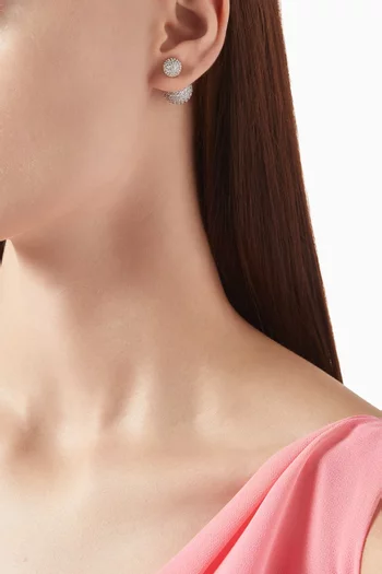 أقراط مرصعة بكريستال بتصميم مزدوج فضة إسترلينية