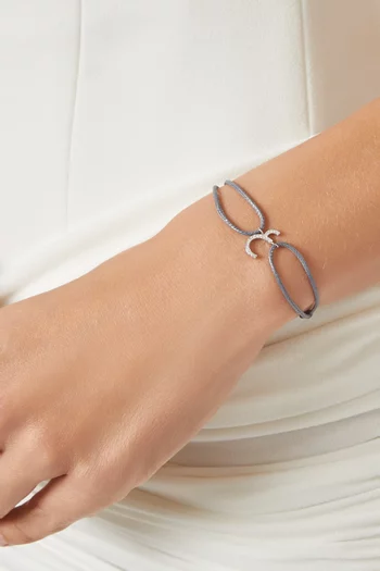 Diamond Arabic Initial Thread Bracelet, Letter '3EIN' in 18kt White Gold