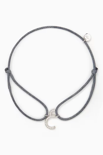 Diamond Arabic Initial Thread Bracelet, Letter '3EIN' in 18kt White Gold