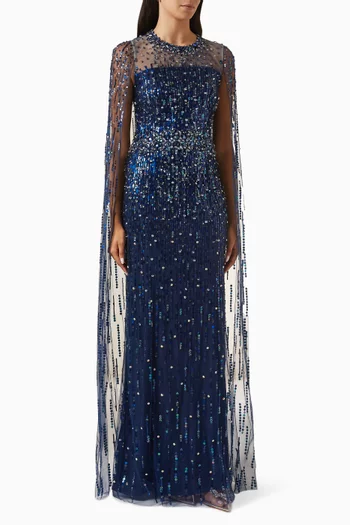 Crystal-embellished Maxi Gown in Tulle