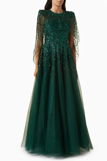 Osha Sequin-embellished Gown in Tulle
