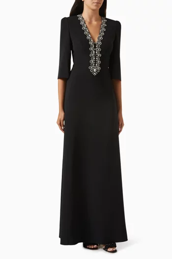 Rive Gauche Embellished Gown in Crepe