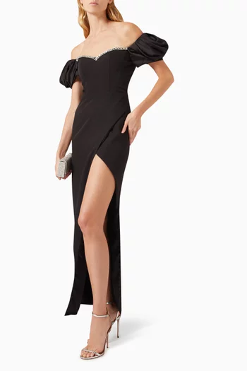 Crystal-embellished Off-shoulder Gown