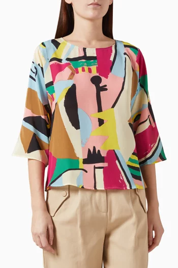 Pomposa Printed Blouse in Silk