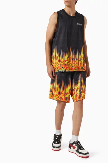 Flame-print Vest in Mesh