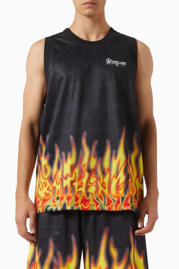 Flame-print Vest in Mesh