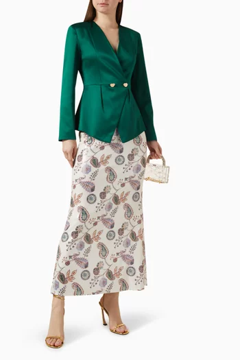 Wrap V-neck Blouse in Satin