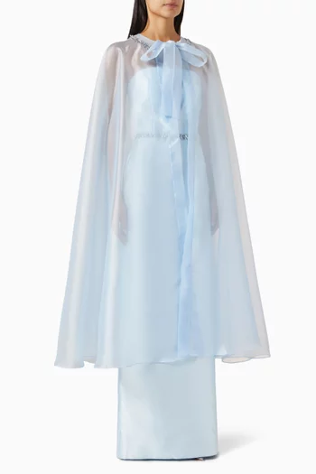 Detachable-cape Maxi Dress