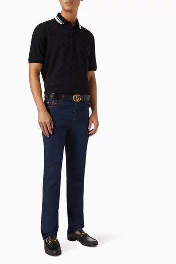 تي شيرت بولو بنقشة حرفي GG قطن