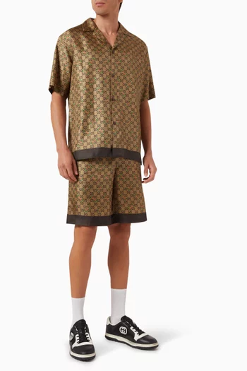 GG Horsebit-print Shirt in Silk-twill