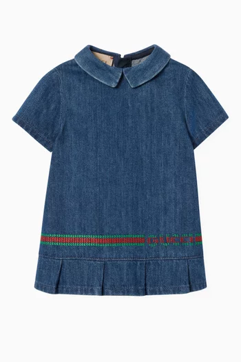 Baby Web Embroidery Dress in Denim