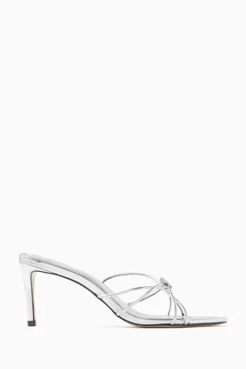 Electra 65 Crystal Bow Mule Sandals in Leather