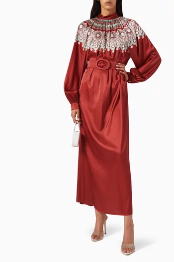 Printed Midi Dress in Satin