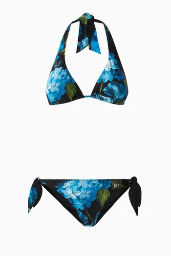Bluebell-print Padded Triangle Bikini Set