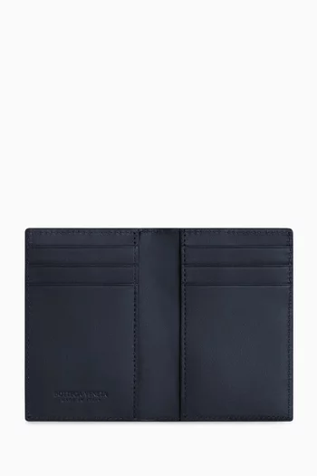 Flap Card Case in Intrecciato Leather