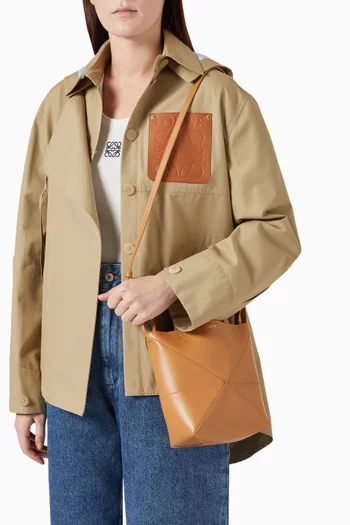 Mini Puzzle Fold Tote Bag in Shiny Calfskin