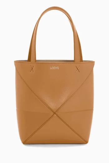 Mini Puzzle Fold Tote Bag in Shiny Calfskin