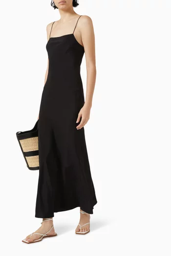 Bias-cut Midi Slip Dress in Silk Crepe de Chine